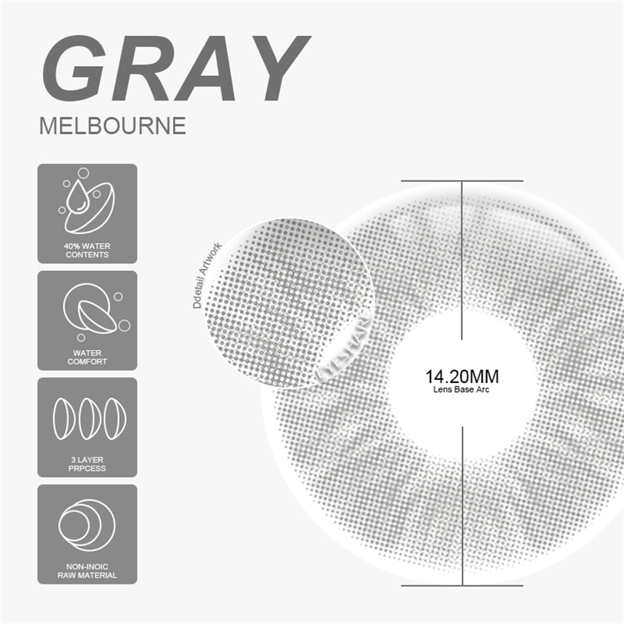 Melbourne Gray 14.2mm 1 Pair | 1 Year