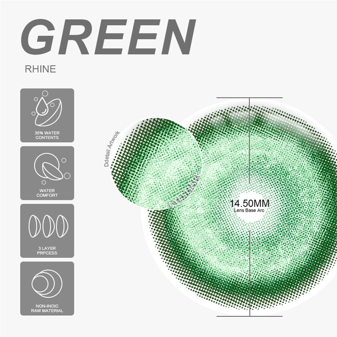 Cosplay Rhine Green 14.5mm 1 Pair | 6 Months