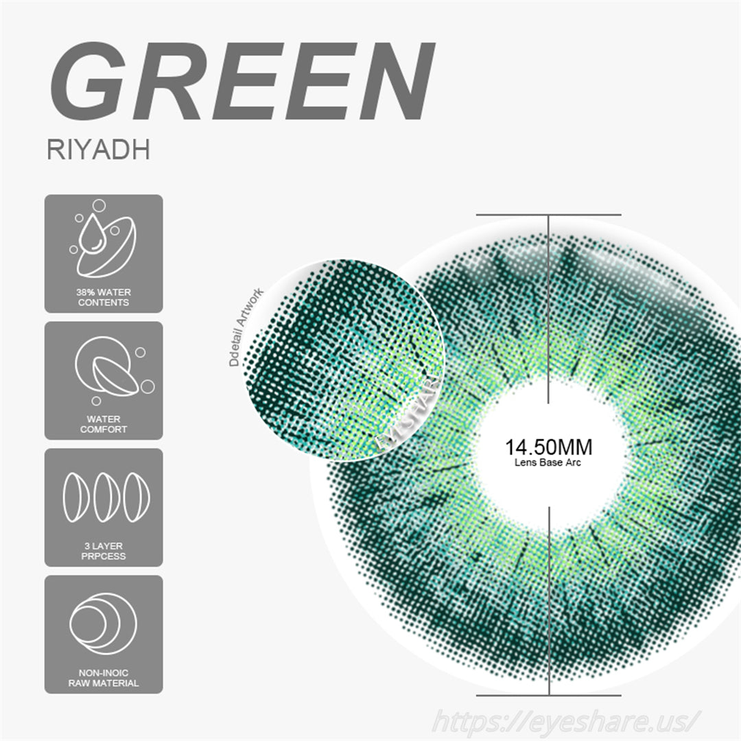 Riyadh Green 14.5mm 1 Pair | 6 Months