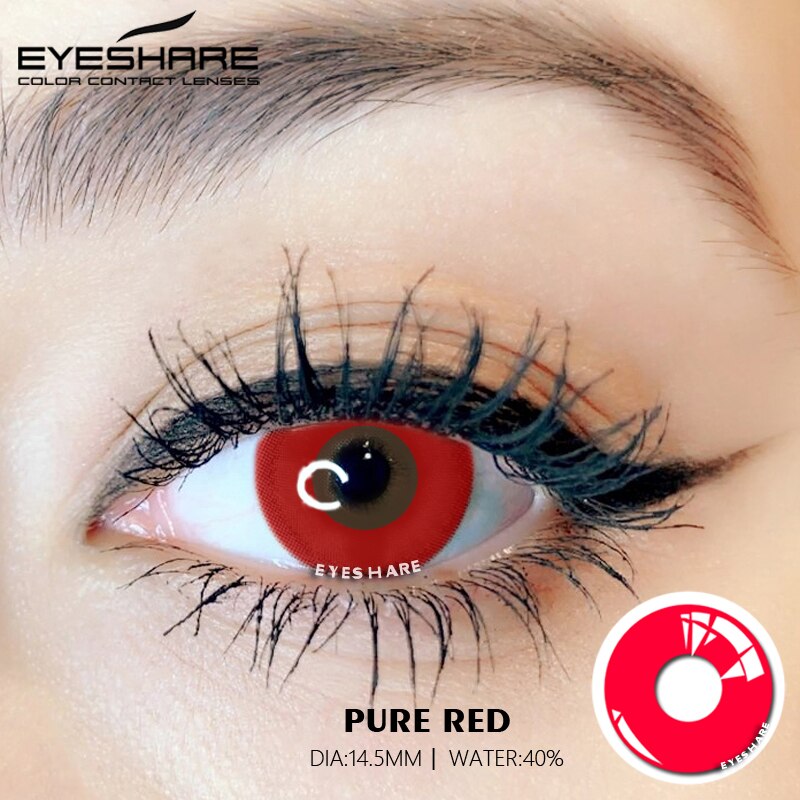 Cosplay Pure Red 14.5mm 1 Pair | 1 Year