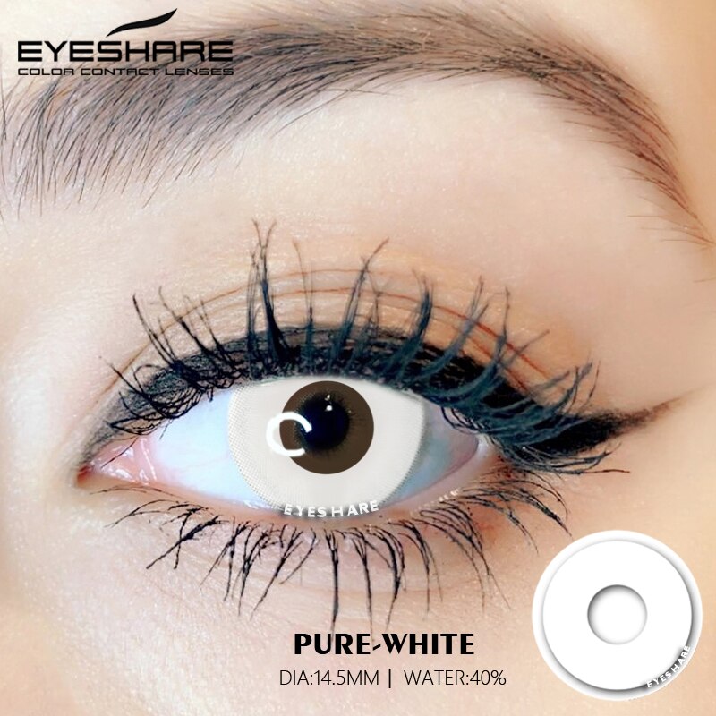 Cosplay Pure White 14.5mm 1 Pair | 1 Year