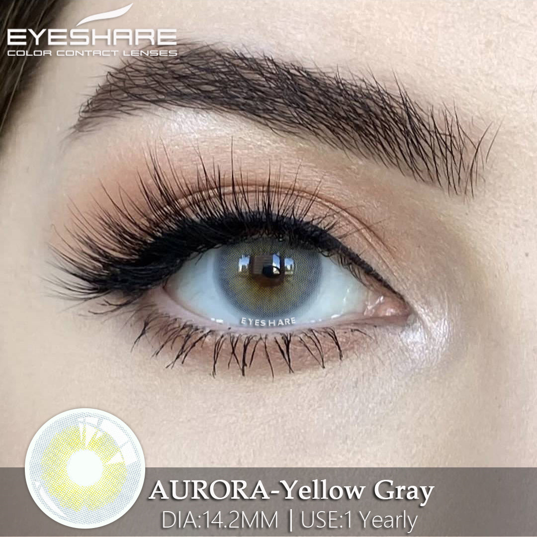 EYESHARE Color Contact Lenses AURORA Yellow Gray Yearly Makeup