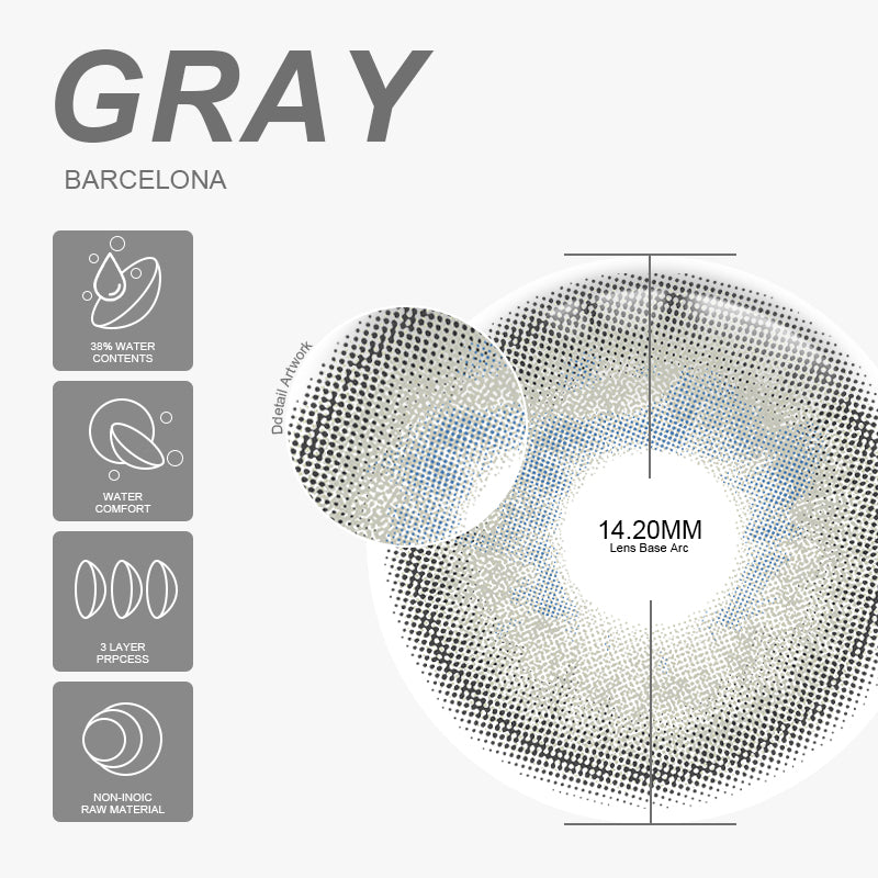 Barcelona Gray 14.2mm 1 Pair | 1 Year