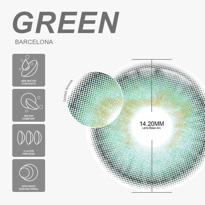 Barcelona Green 14,2 mm 1 par | 1 año
