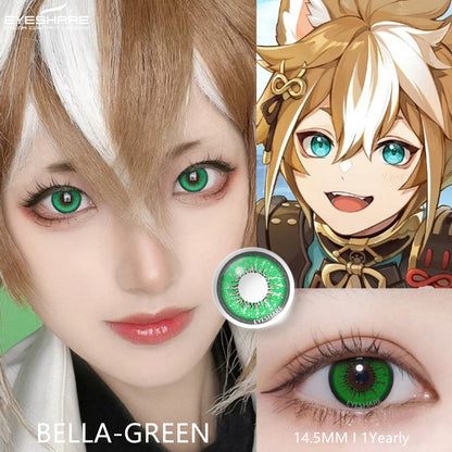 Cosplay BELLA Green 14.5mm 1 Pair | 1 Year