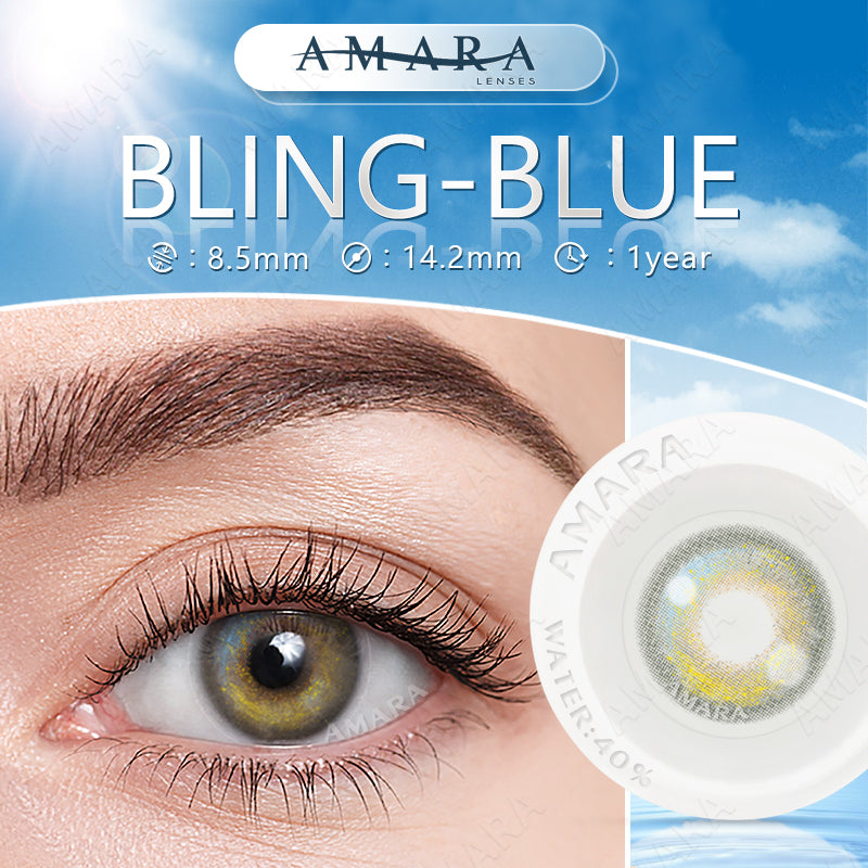 Bling Blue 14.2mm 1 Pair | 1 Year