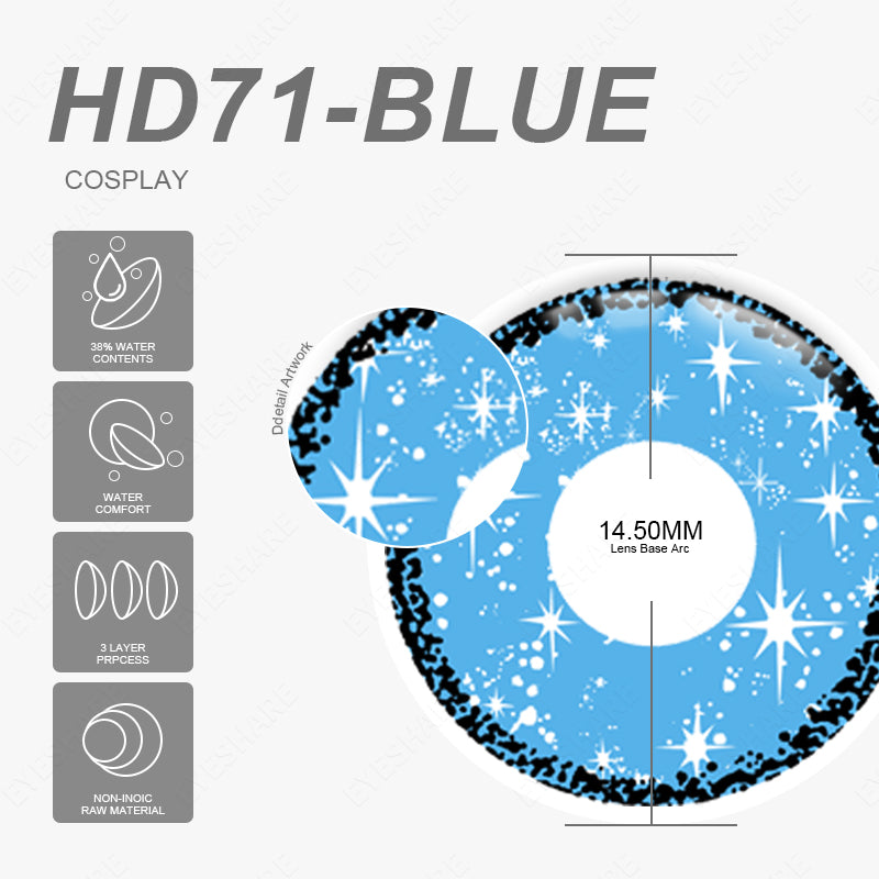 Cosplay HD71 Azul 14,5 mm 1 par | 1 año