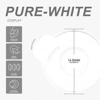 Cosplay Pure White 14.5mm 1 Pair | 1 Year