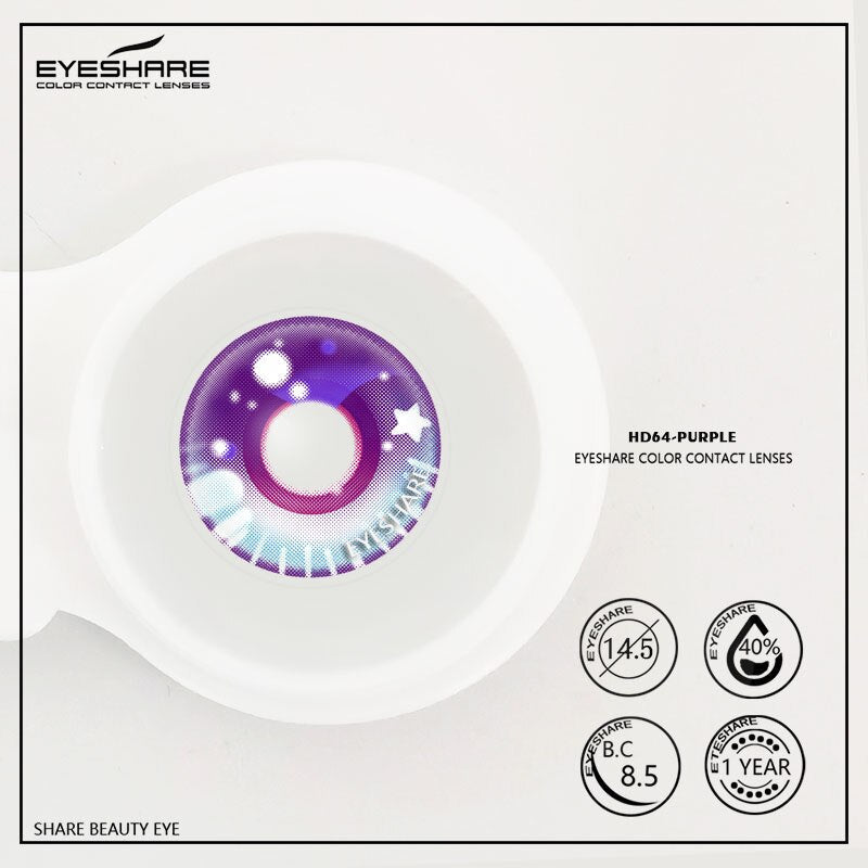 EYESHARE Cosplay Lenses Halloween HD64 Purple Colored Contact