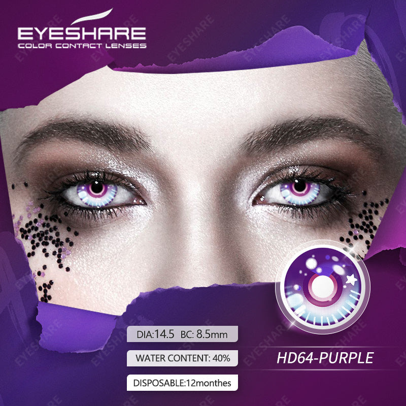 EYESHARE Cosplay Lenses Halloween HD64 Purple Colored Contact