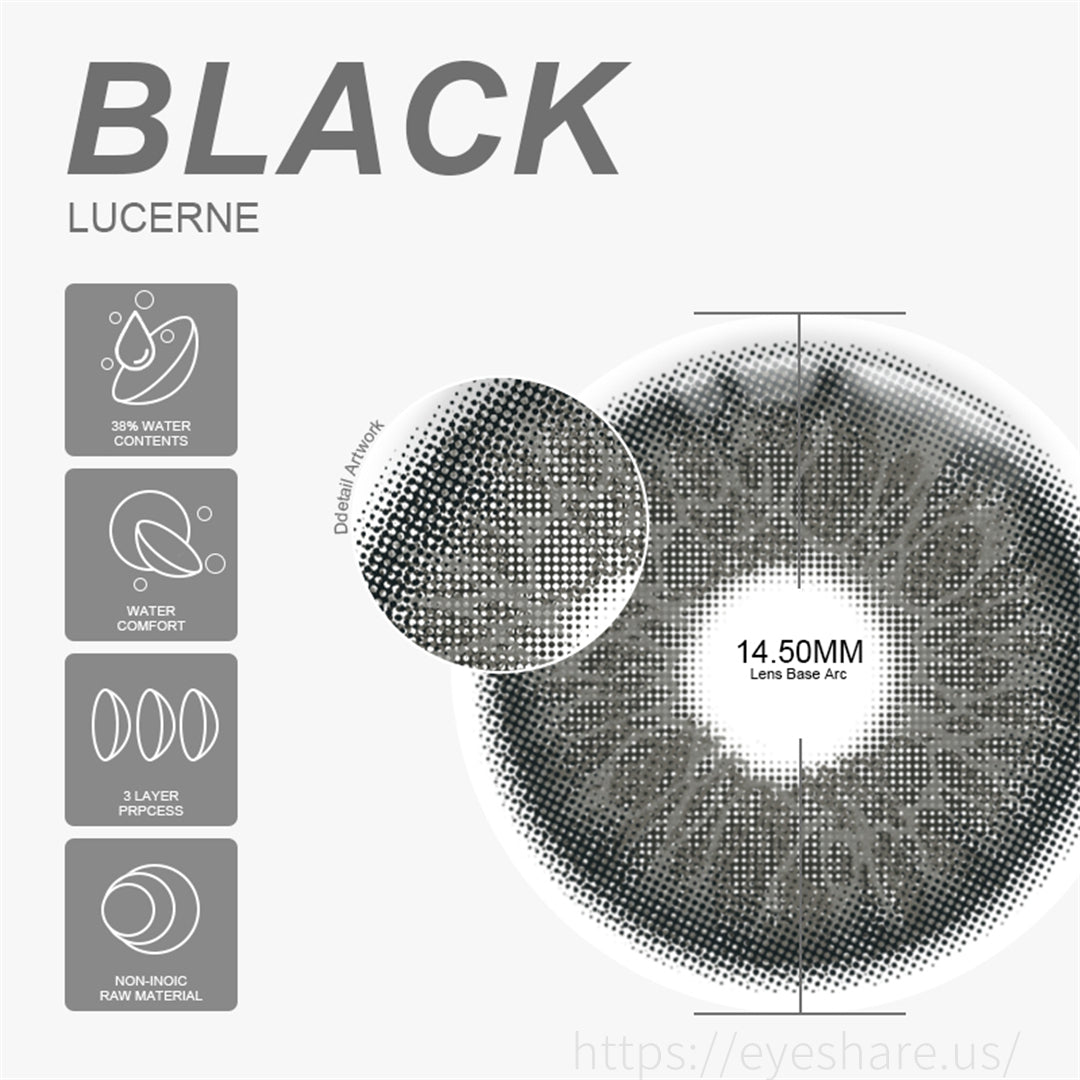 Lucerne Black 14.5mm 1 Pair | 6 Months