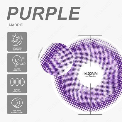 Cosplay Madrid Purple 14.0mm 1 Pair | 1 Year
