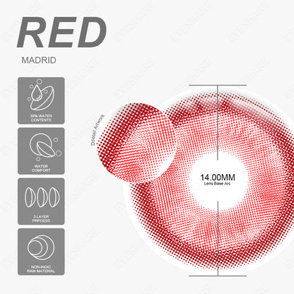 Lentes NEBULA-RED Anime Halloween Cosplay 14.0mm