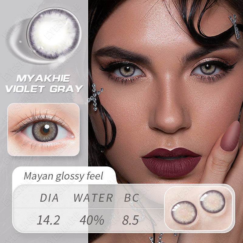 Myakhie Violet Gray 14.2mm 1 Pair | 1 Year – eyeshare official