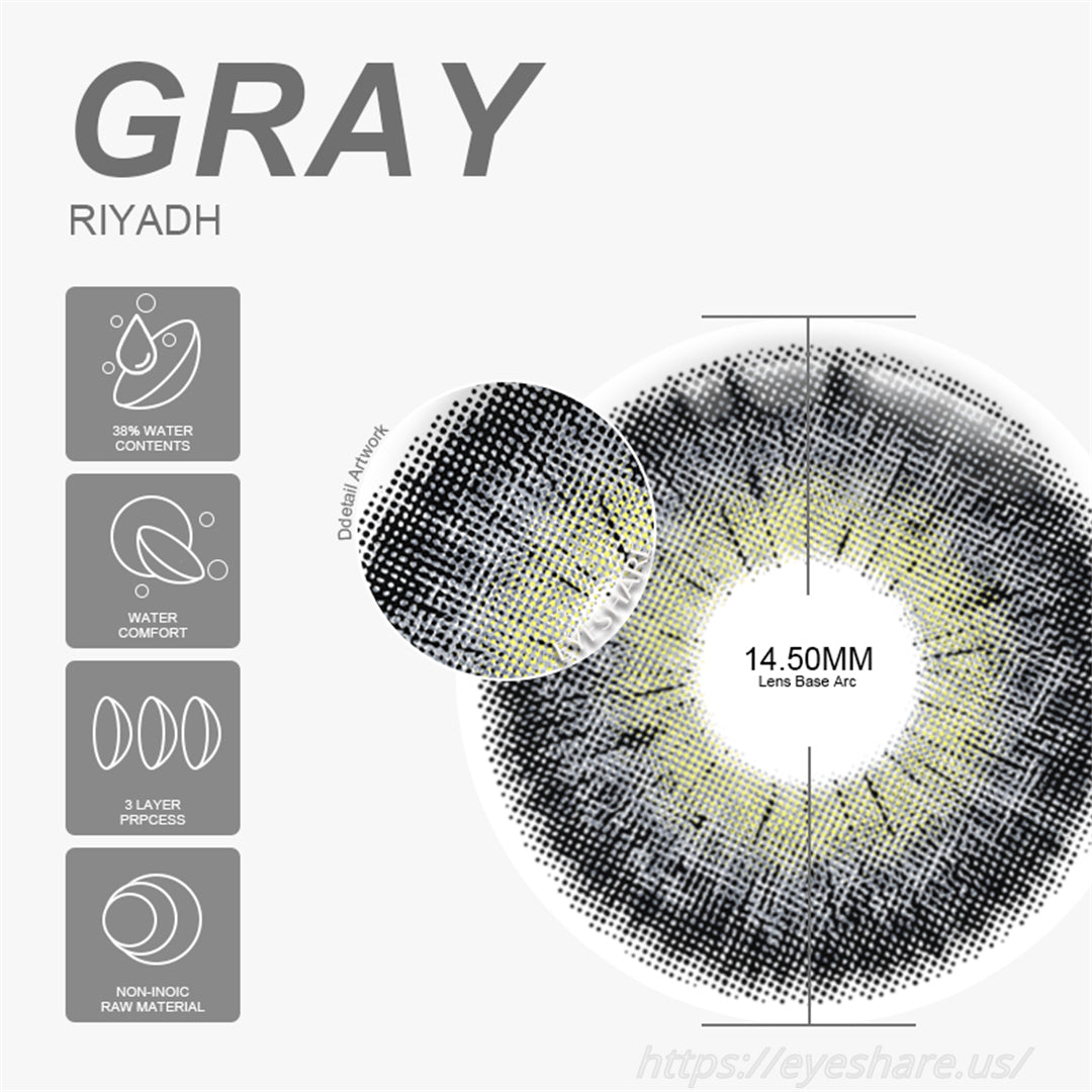 Riyadh Gray 14.5mm 1 Pair | 6 Months