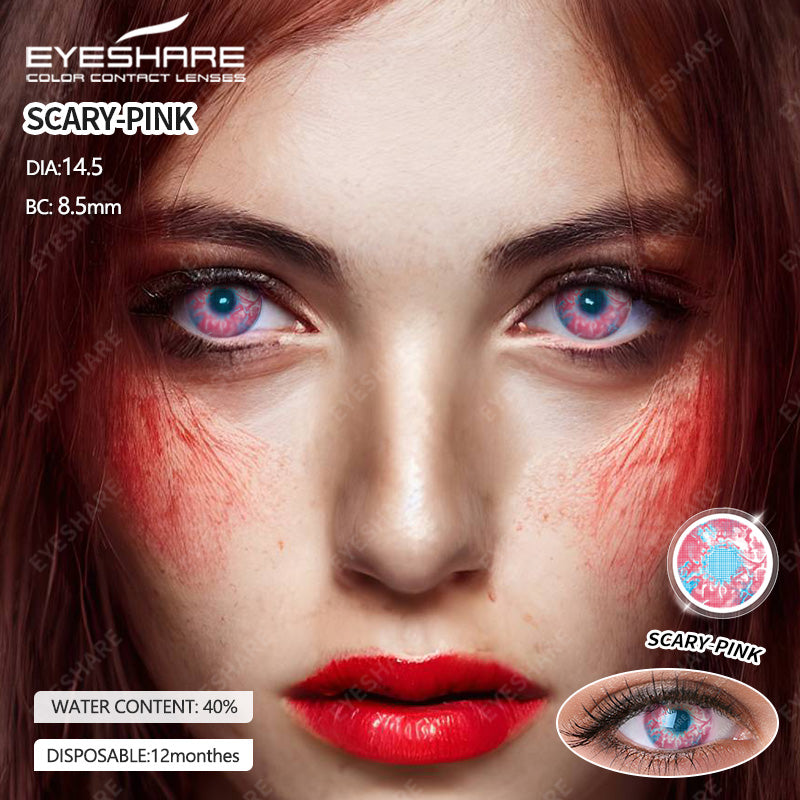 EYESHARE Cosplay Color Contact Lenses SCARY PINK Halloween Lenses