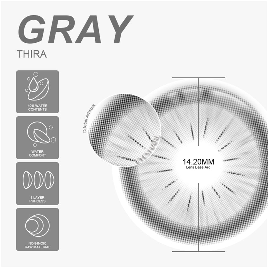 Thira Gray 14.2mm 1 Pair | 1 Year