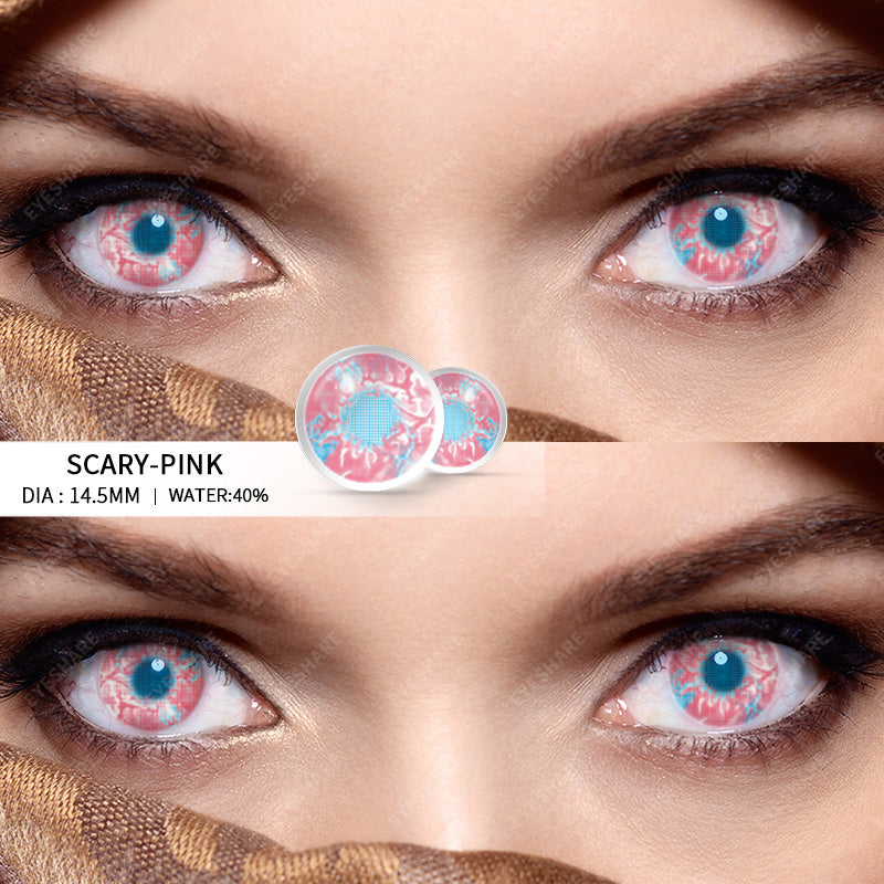 EYESHARE Cosplay Color Contact Lenses SCARY PINK Halloween Lenses